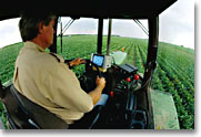 Farmers use GPS to locate their position in the field.