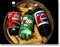 Soft drinks such as Coke and Pepsi have high fructose corn sweeteners in them.