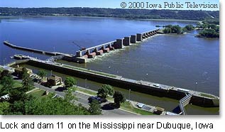 Lock and Dam 11 on the Mississippi River near Dubuque, IA