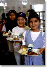 Children in the lunch line at John Adams Elementary School in Alexandria, VA.