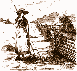 Woman using pitchfork